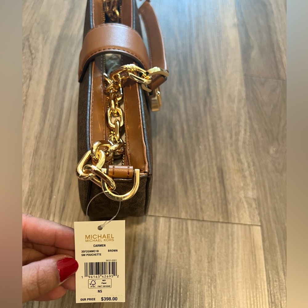 Michael Kors Brown Shoulder Bag with Gold Chain - Picture 2 of 4